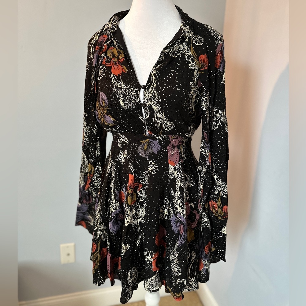 Free People black floral dress